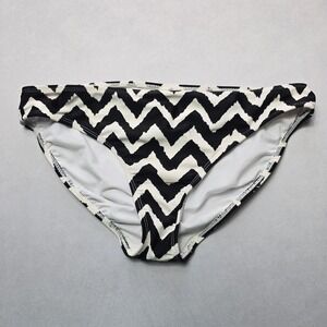 Catalina Black White Chevron Swim Beach Cheeky Flirty Bikini Bottom L‎ Large